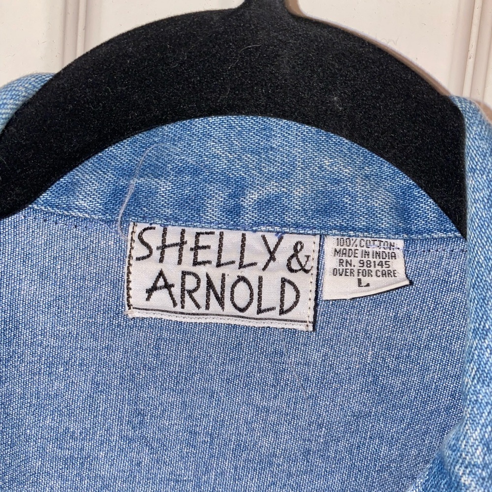 Vintage 80s Denim Patchwork‎ Vest with Plaid Accents - Picture 3 of 5
